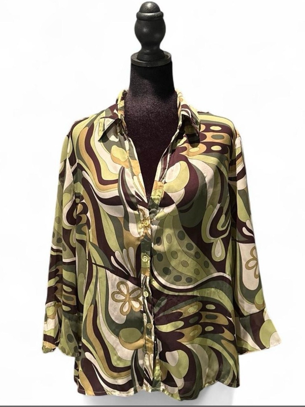 Vintage 90s Nicola Retro Swirl Blouse